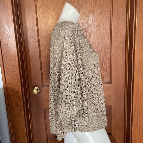 Dressbarn Gold Brown Scoop Neck Open Knit Top Large - Picture 8 of 9